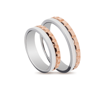 Βέρες Σετ Λευκόχρυσες Ροζ Χρυσές με Σχέδια MASCHIO FEMMINA TMF-67 - themelidisjewels